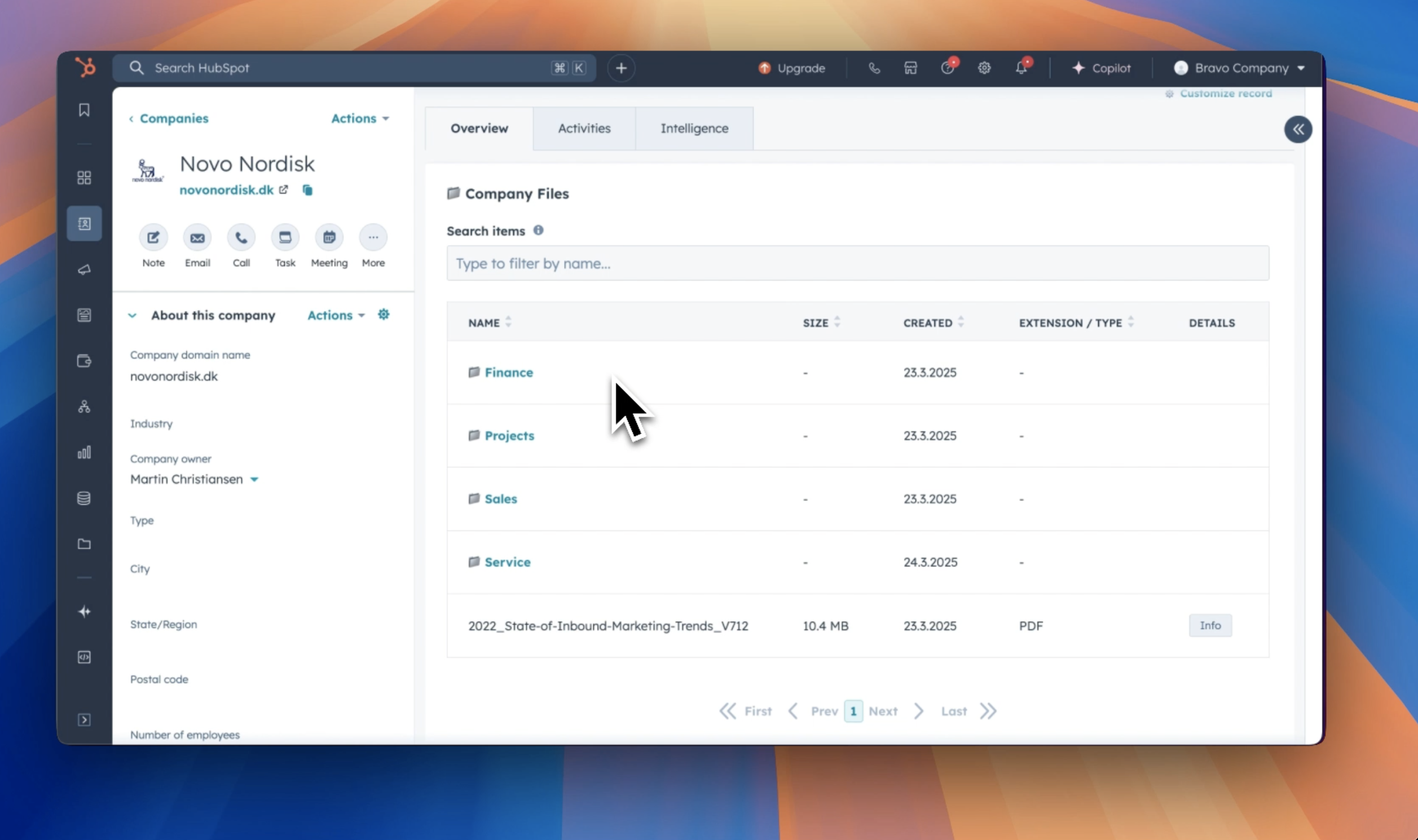 HubSpot Company Documents App